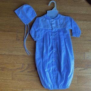 Petit Ami hand embroidered gown and bonnet